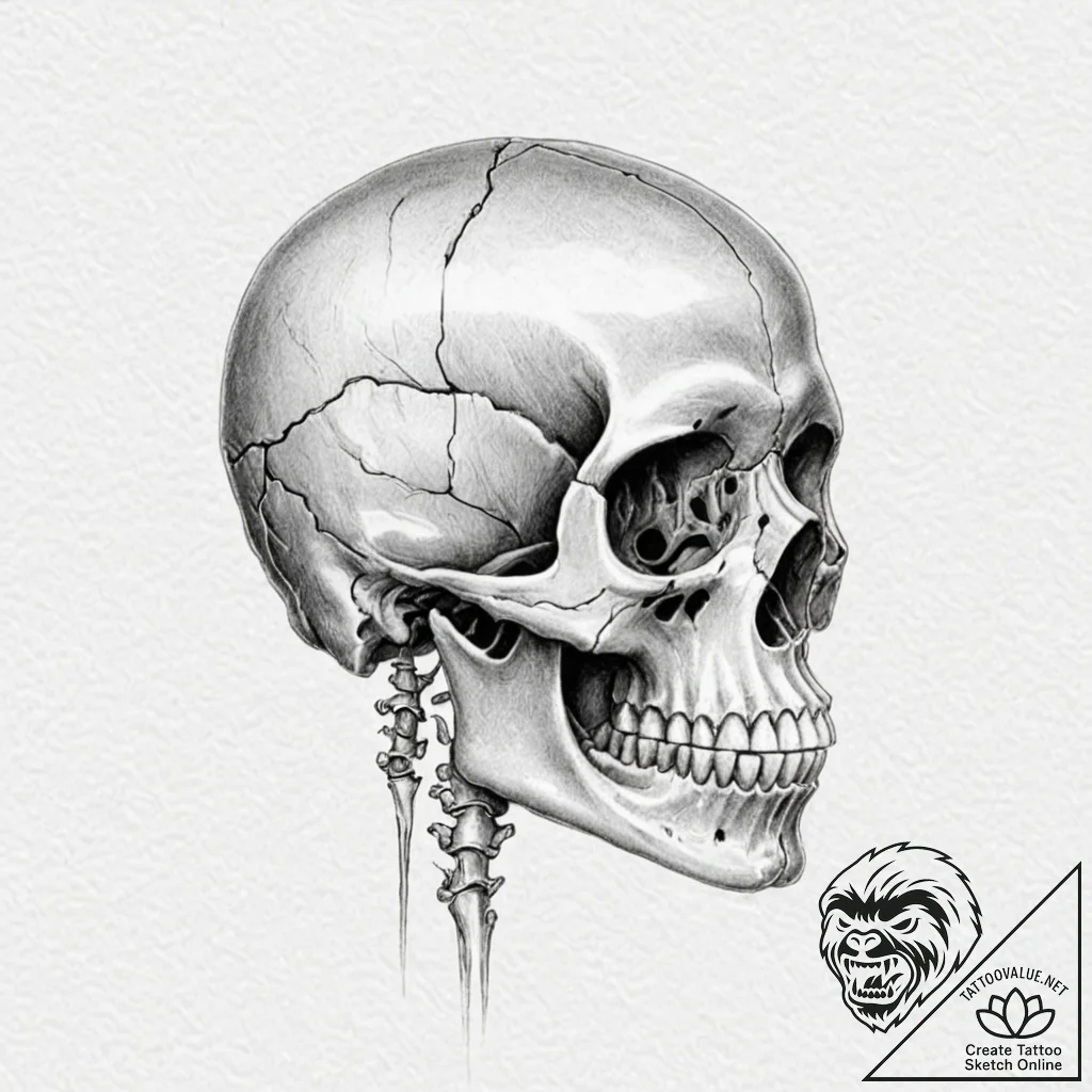 Tattoo sketch, x-ray skull, inner light, a st... - tattoo sketch (№1752349511_0, 12.07.2025 19:45) — tattoovalue.net