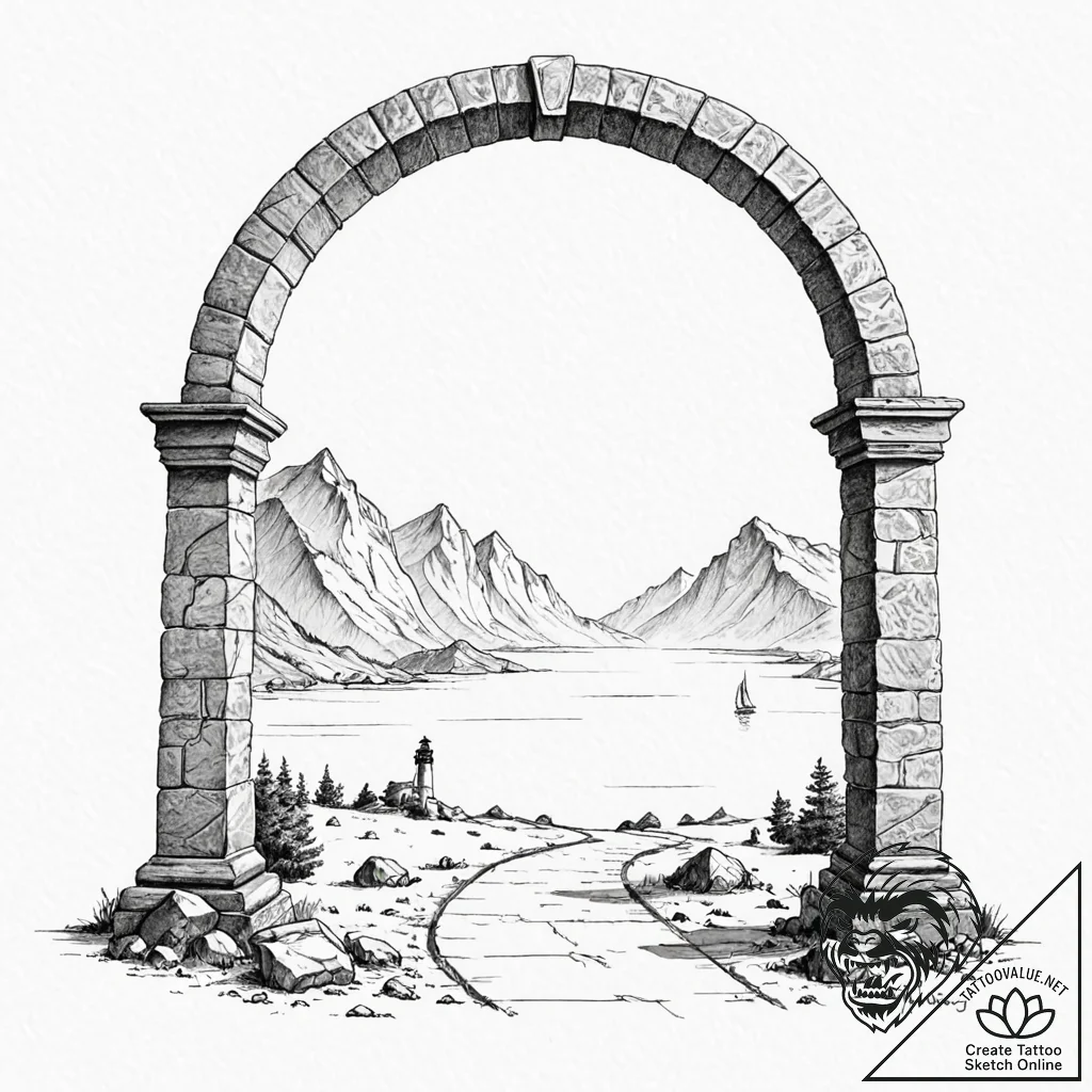 Tattoo sketch, new horizon gateway, a large,... - tattoo sketch (№1752349595_0, 12.07.2025 19:46) — tattoovalue.net