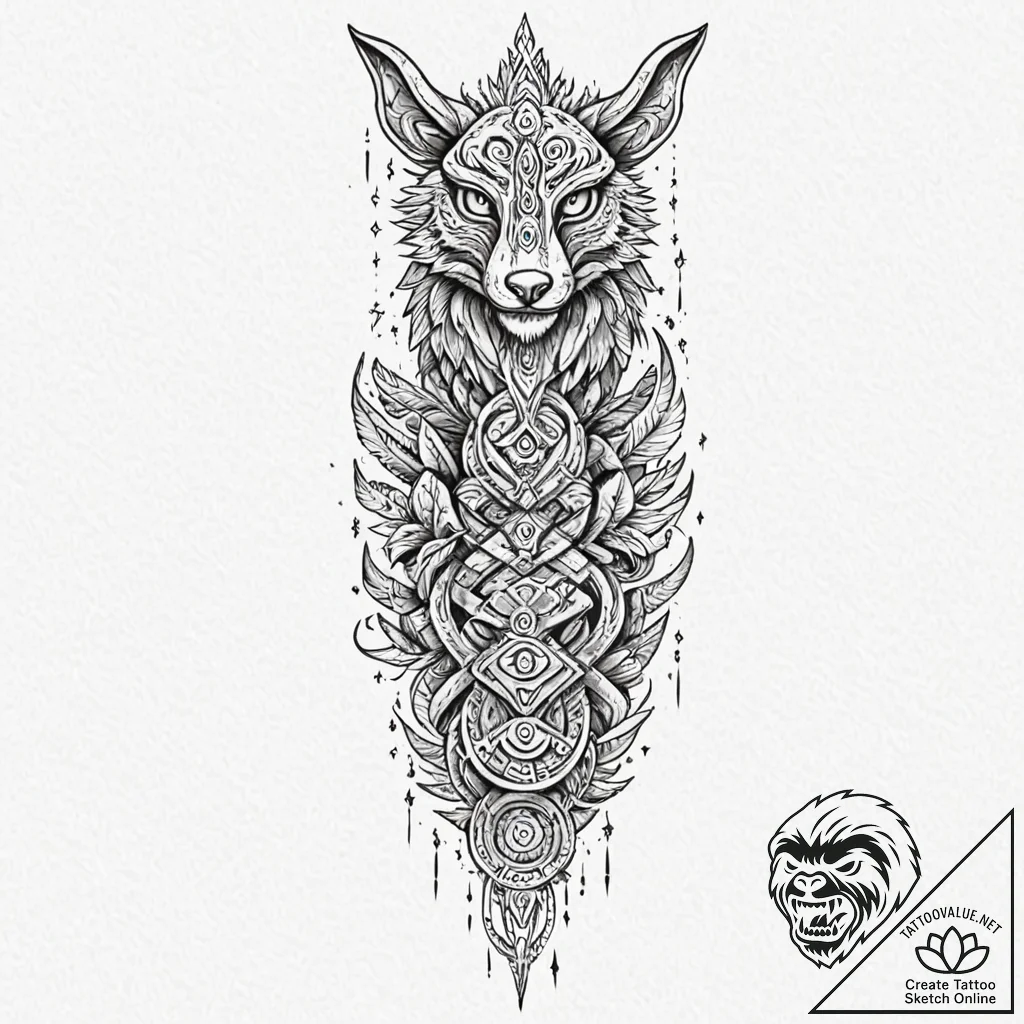 Tattoo sketch, holographic beast totem, a tri... - tattoo sketch (№1752349680_0, 12.07.2025 19:48) — tattoovalue.net