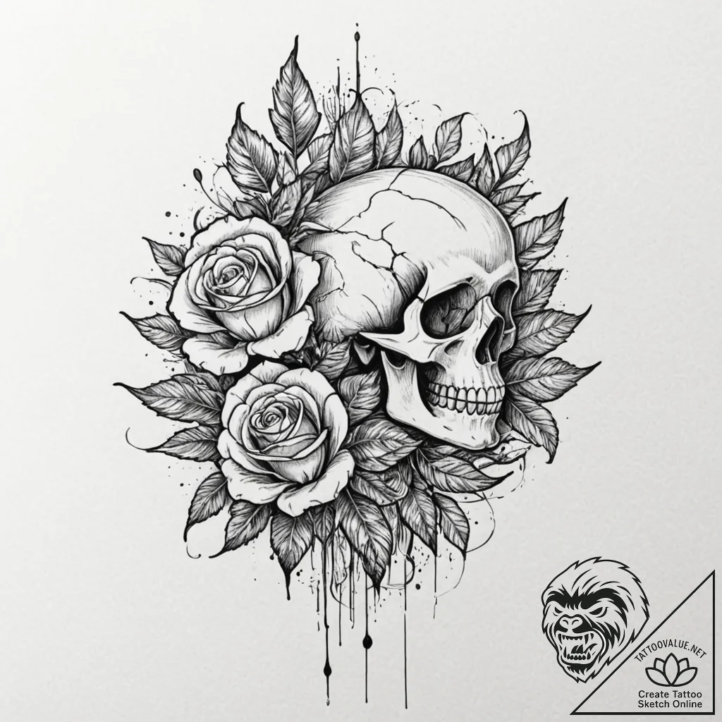 Tattoo sketch, quill-tip glitch art, a detail... - tattoo sketch (№1752350609_0, 12.07.2025 20:03) — tattoovalue.net