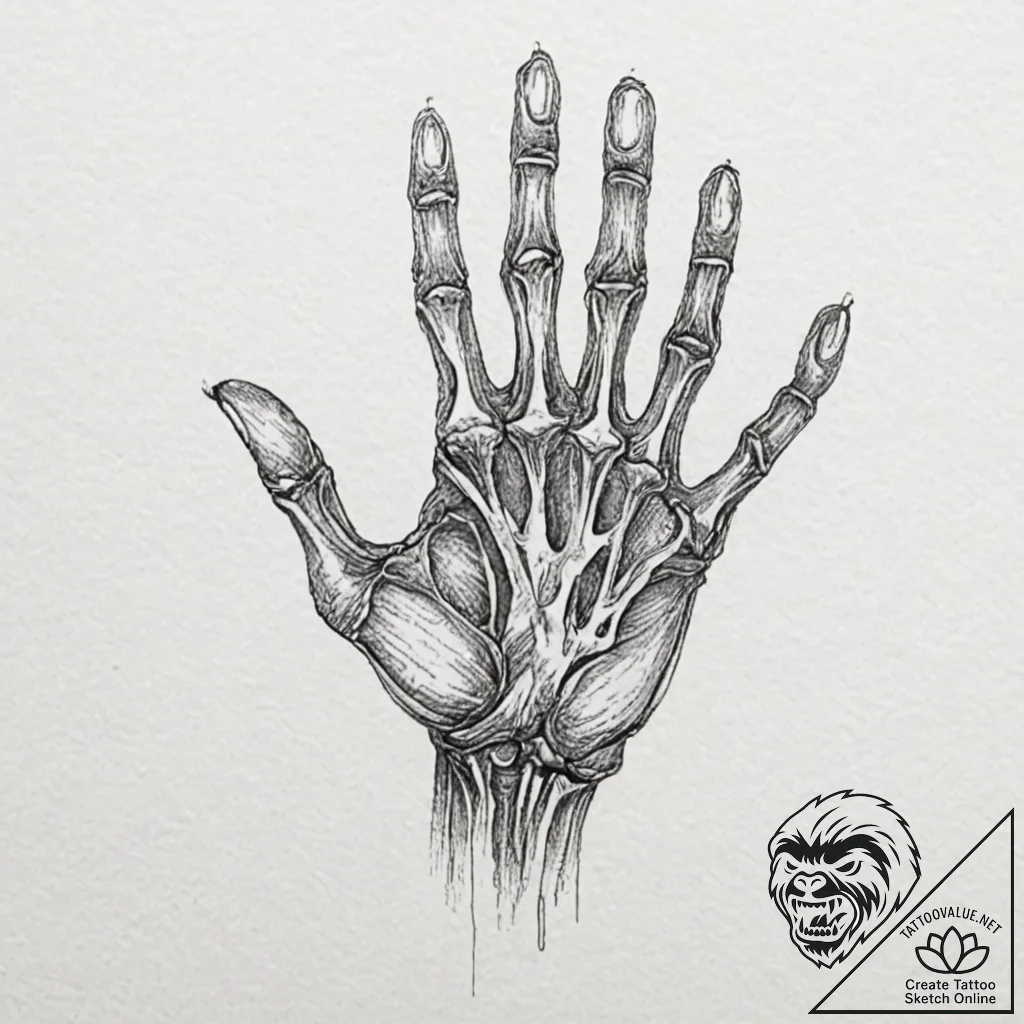 Tattoo sketch, x-ray hand, healing aura, a st... - tattoo sketch (№1752350693_0, 12.07.2025 20:04) — tattoovalue.net