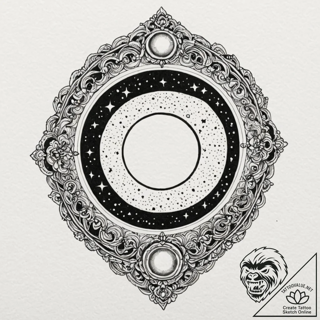 Tattoo sketch, locket of cosmic memory, an el... - tattoo sketch (№1752351116_0, 12.07.2025 20:11) — tattoovalue.net