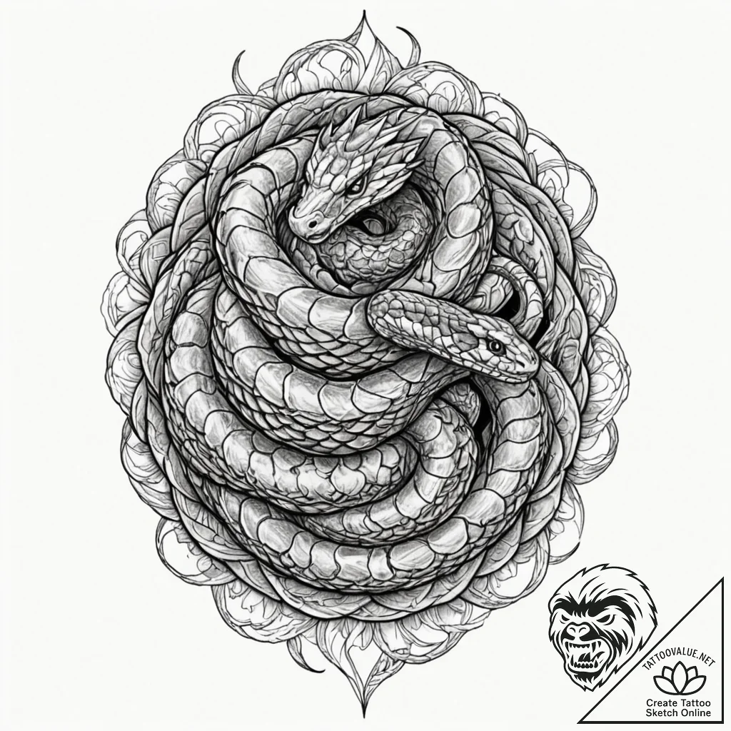 Tattoo sketch, venomous viper, digital scales... - tattoo sketch (№1752351456_0, 12.07.2025 20:17) — tattoovalue.net
