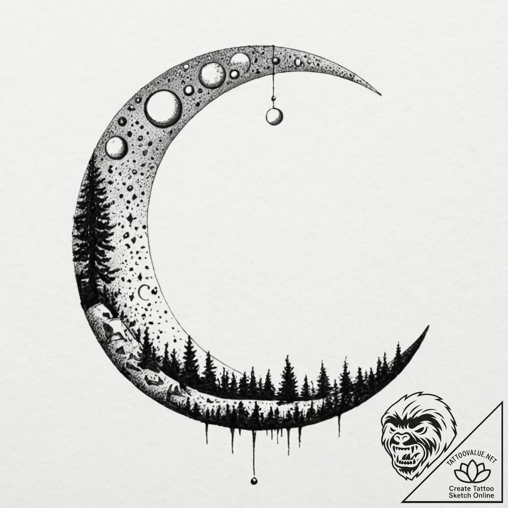 Tattoo sketch, just a phase moon, a crescent... - tattoo sketch (№1752351625_0, 12.07.2025 20:20) — tattoovalue.net