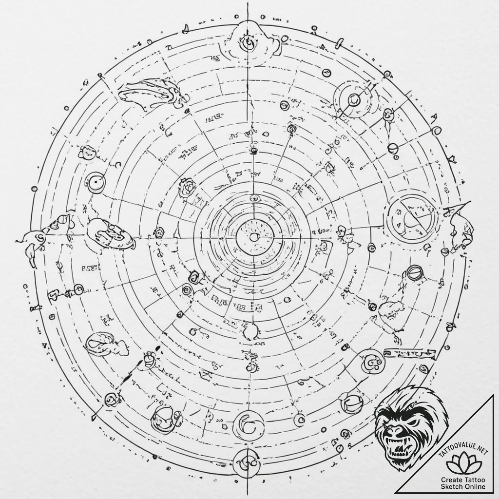 Tattoo sketch, xenographic map of destiny, a... - tattoo sketch (№1752351964_0, 12.07.2025 20:26) — tattoovalue.net
