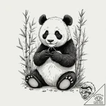 Tattoo sketch, pensive panda, data bamboo, a… – tattoo sketch (№1752352047_0, 12.07.2025 20:27) — tattoovalue.net