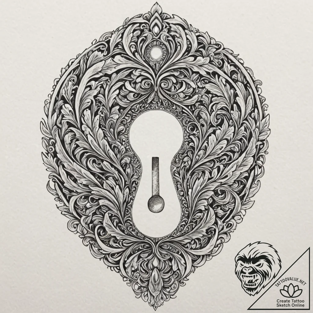 Tattoo sketch, keyhole to the soul, a minimal... - tattoo sketch (№1752352302_0, 12.07.2025 20:31) — tattoovalue.net