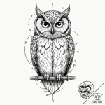 Tattoo sketch, questioning owl, digital wisdo… – tattoo sketch (№1752353149_0, 12.07.2025 20:45) — tattoovalue.net