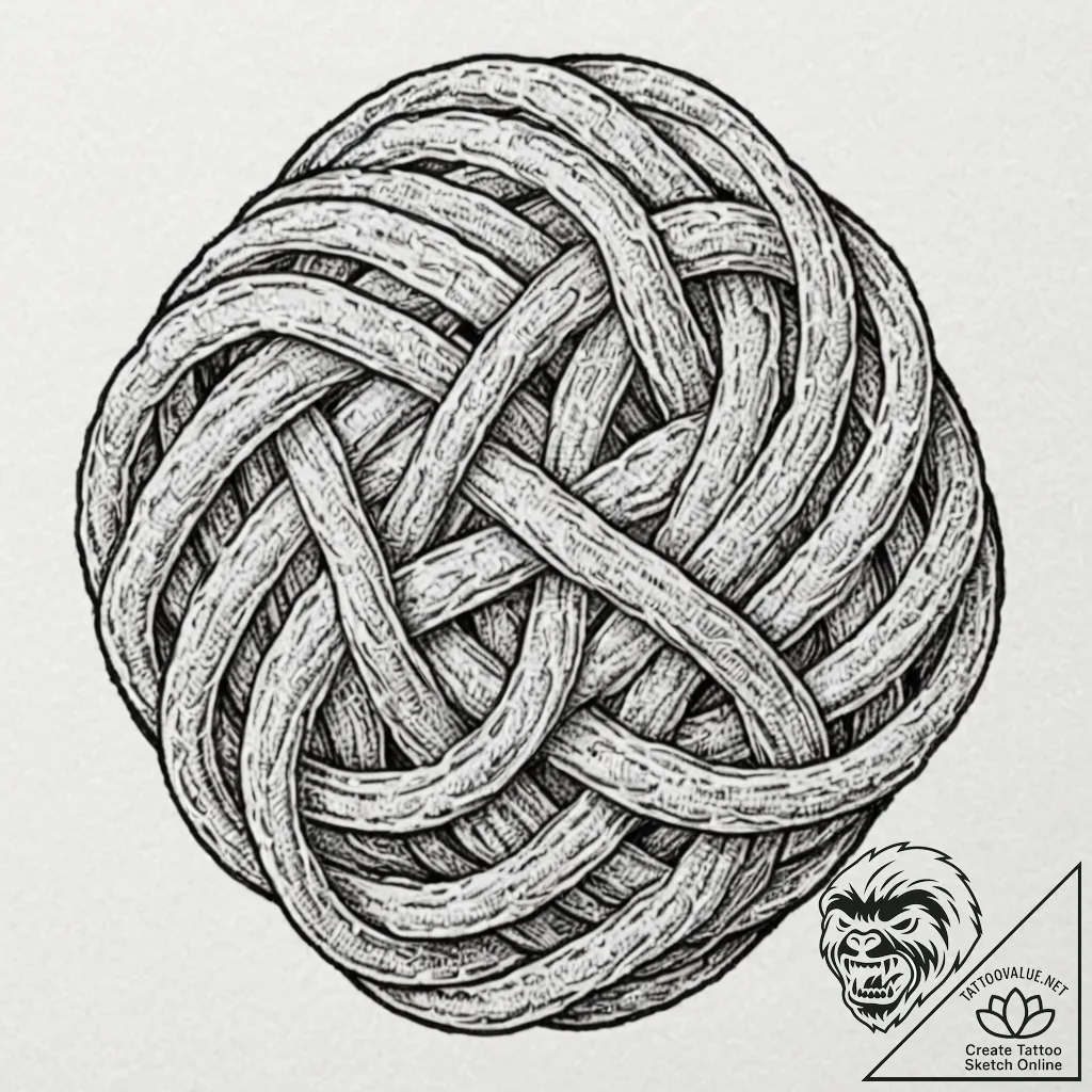 Tattoo sketch, yarn ball, quantum knot, a bal... - tattoo sketch (№1752353405_0, 12.07.2025 20:50) — tattoovalue.net