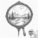 Tattoo sketch, mirror of alternate lives, an… – tattoo sketch (№1752353488_0, 12.07.2025 20:51) — tattoovalue.net