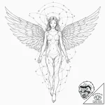 Tattoo sketch, divine digital avatar, a seren… – tattoo sketch (№1752353827_0, 12.07.2025 20:57) — tattoovalue.net
