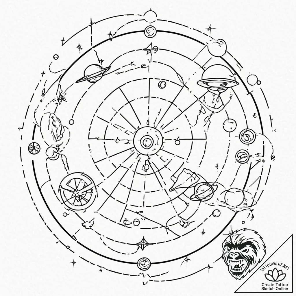 Tattoo sketch, xenographic map of destiny, a... - tattoo sketch (№1752354165_0, 12.07.2025 21:02) — tattoovalue.net
