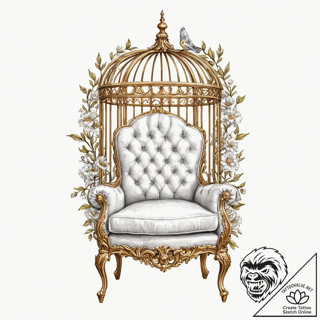 Tattoo sketch, gilded cage of comfort, an orn... - tattoo sketch (№1752354420_0, 12.07.2025 21:07) — tattoovalue.net