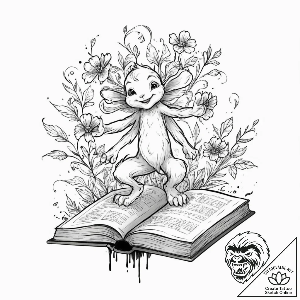 Tattoo sketch, imaginary friend, digital mani... - tattoo sketch (№1752354674_0, 12.07.2025 21:11) — tattoovalue.net