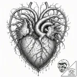 Tattoo sketch, transhuman heart, growing circ… – tattoo sketch (№1752354758_0, 12.07.2025 21:12) — tattoovalue.net