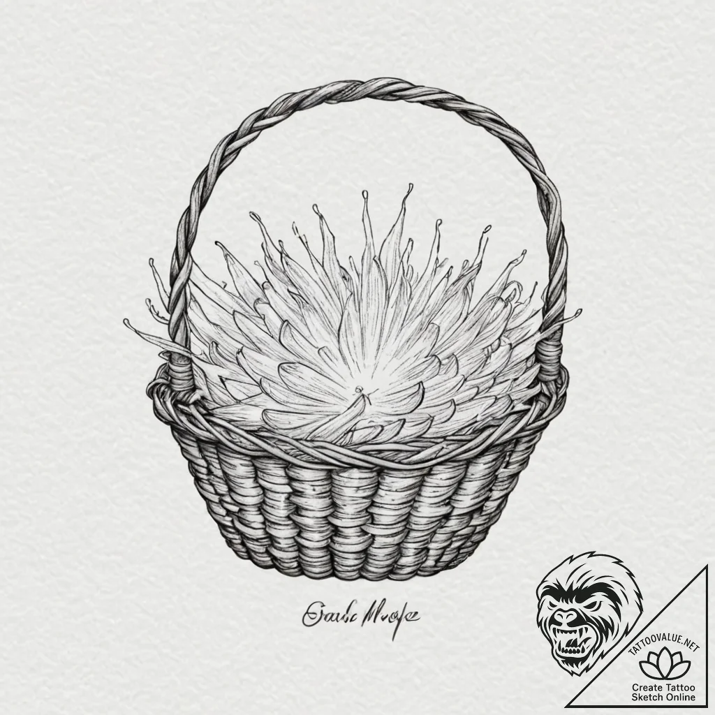 Tattoo sketch, woven basket of wishes (data s... - tattoo sketch (№1752354843_0, 12.07.2025 21:14) — tattoovalue.net
