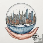 Tattoo sketch, cityscape in a crystal ball: a… – tattoo sketch (№1752354927_0, 12.07.2025 21:15) — tattoovalue.net