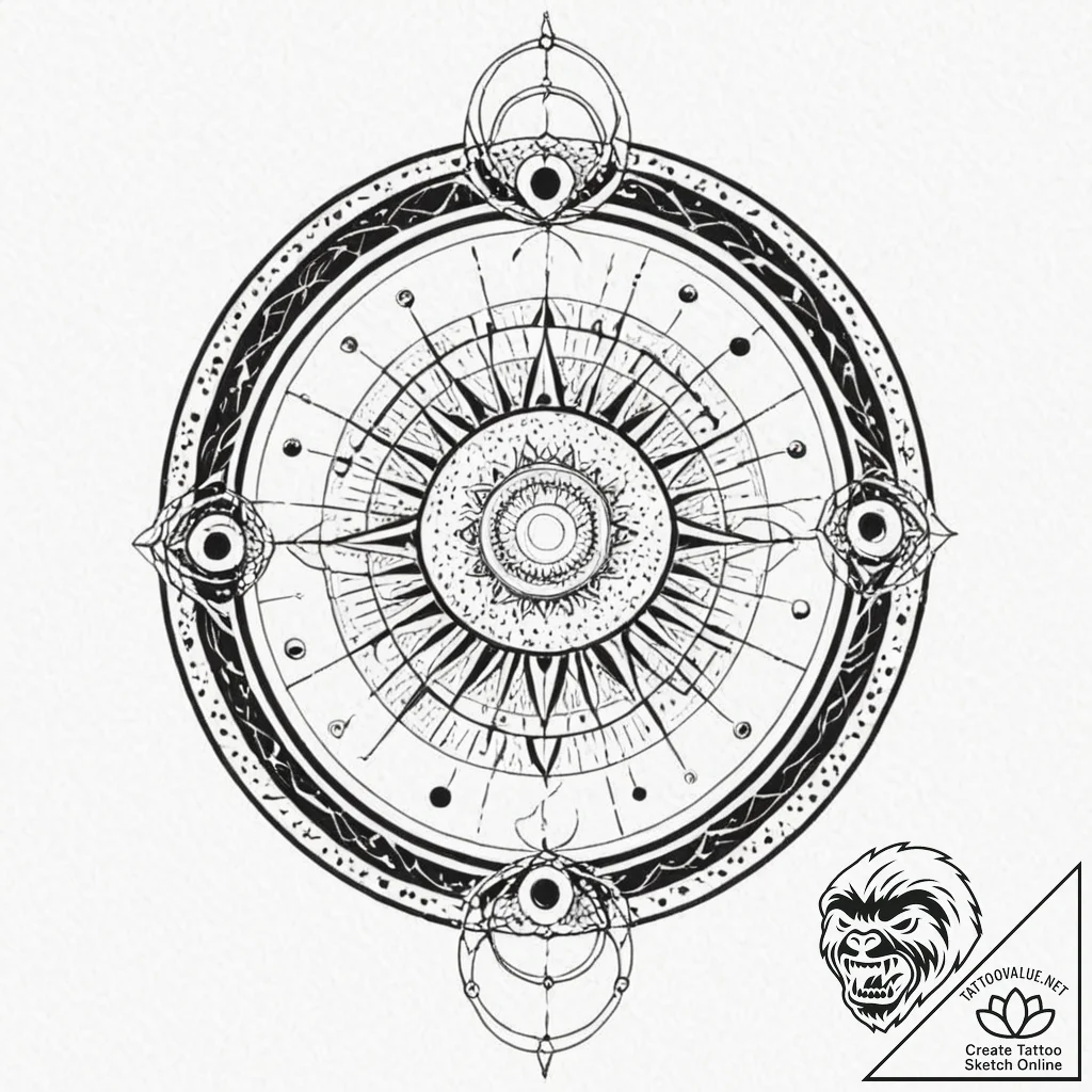 Tattoo sketch, vinyl record, cosmic grooves,... - tattoo sketch (№1752355264_0, 12.07.2025 21:21) — tattoovalue.net