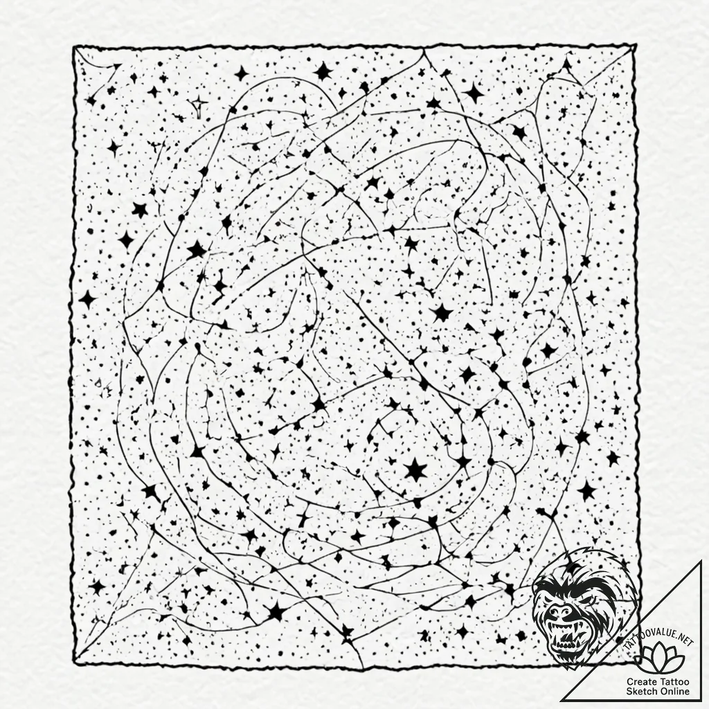 Tattoo sketch, quilted cosmos blanket, a vast... - tattoo sketch (№1752356026_0, 12.07.2025 21:33) — tattoovalue.net