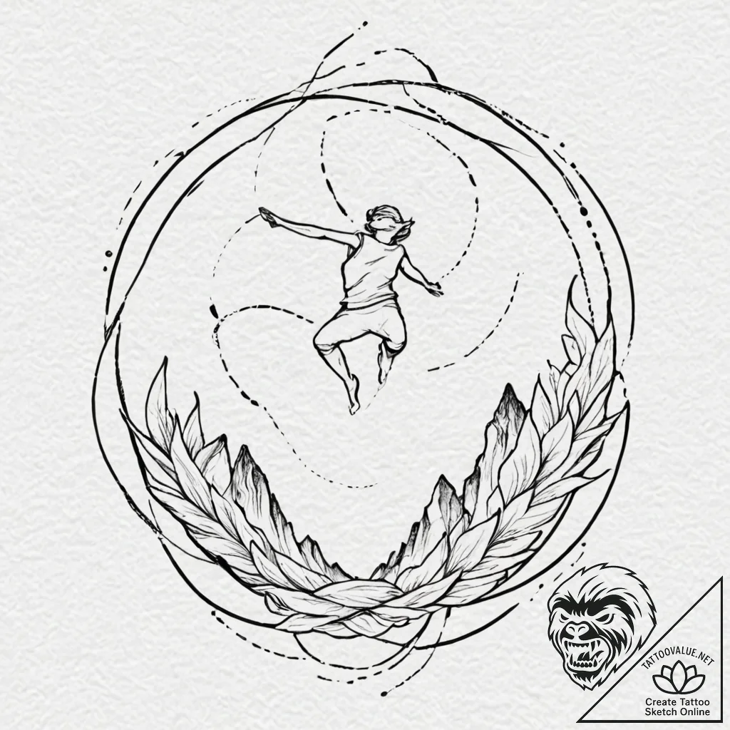 Tattoo sketch, leap of faith, abstract chasm,... - tattoo sketch (№1752356110_0, 12.07.2025 21:35) — tattoovalue.net