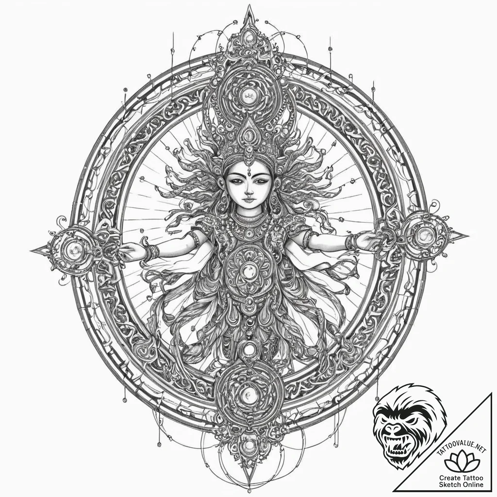 Tattoo sketch, yama's gate, digital judgement... - tattoo sketch (№1752356195_0, 12.07.2025 21:36) — tattoovalue.net