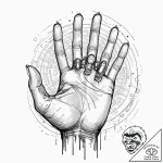 Tattoo sketch, utopian architect’s hand, a st… – tattoo sketch (№1752356617_0, 12.07.2025 21:43) — tattoovalue.net
