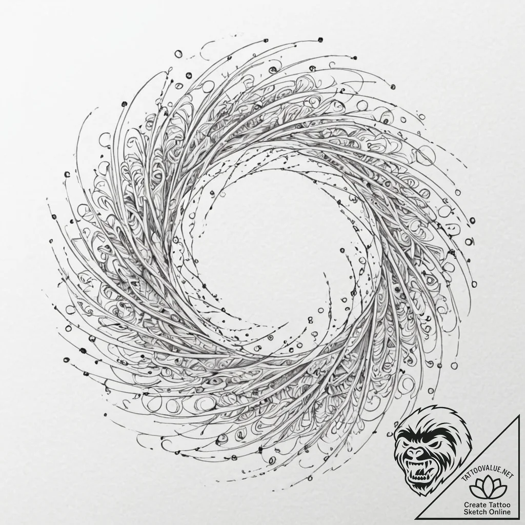 Tattoo sketch, dancing data waves, abstract,... - tattoo sketch (№1752356702_0, 12.07.2025 21:45) — tattoovalue.net