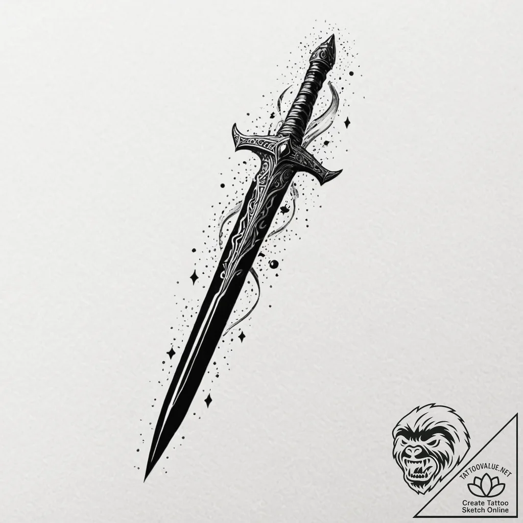 Tattoo sketch, obsidian blade, cosmic edge, a... - tattoo sketch (№1752357127_0, 12.07.2025 21:52) — tattoovalue.net