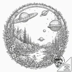 Tattoo sketch, orbital oasis garden, a miniat… – tattoo sketch (№1752357548_0, 12.07.2025 21:59) — tattoovalue.net