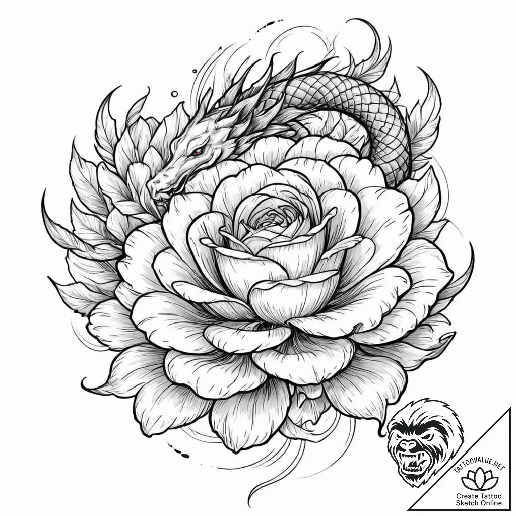 Tattoo sketch, rose of retrospection, a beaut... - tattoo sketch (№1752357888_0, 12.07.2025 22:04) — tattoovalue.net