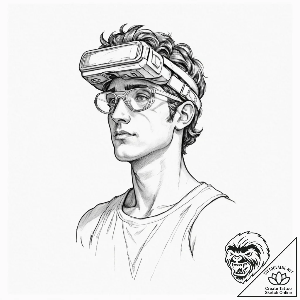 Tattoo sketch, apollo, the greek god, wearing... - tattoo sketch (№1752357973_0, 12.07.2025 22:06) — tattoovalue.net