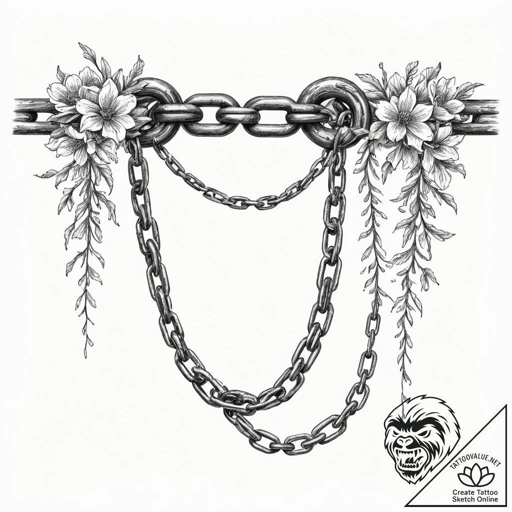 Tattoo sketch, heavy chains, broken free, mas... - tattoo sketch (№1752358480_0, 12.07.2025 22:14) — tattoovalue.net