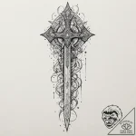 Tattoo sketch, x-caliber, code-forged, a lege… – tattoo sketch (№1752358819_0, 12.07.2025 22:20) — tattoovalue.net