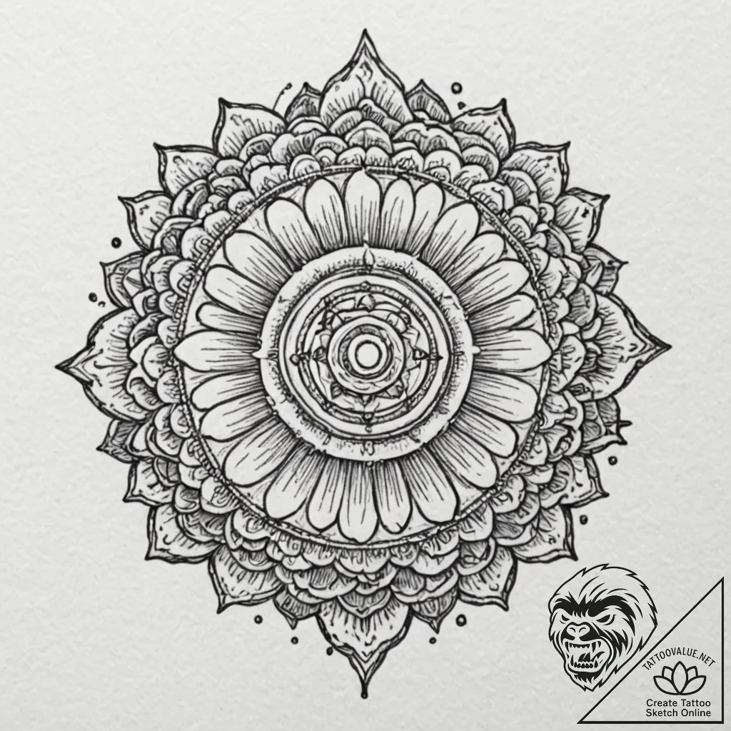 Tattoo sketch, glimmering gear flower, a deli... - tattoo sketch (№1752358903_0, 12.07.2025 22:21) — tattoovalue.net