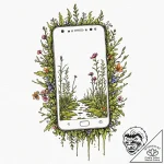Tattoo sketch, cracked smartphone, blooming n… – tattoo sketch (№1752359244_0, 12.07.2025 22:27) — tattoovalue.net