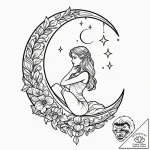 Tattoo sketch, young moon, cybernetic cradle,… – tattoo sketch (№1752359330_0, 12.07.2025 22:28) — tattoovalue.net