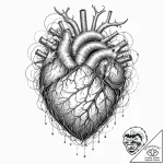 Tattoo sketch, quantum computing heart, a sty… – tattoo sketch (№1752359415_0, 12.07.2025 22:30) — tattoovalue.net