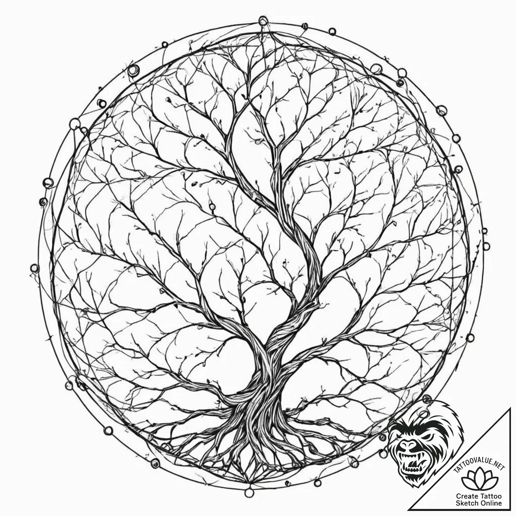 Tattoo sketch, global network tree, a majesti... - tattoo sketch (№1752359758_0, 12.07.2025 22:35) — tattoovalue.net