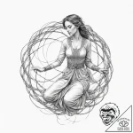 Tattoo sketch, space-time seamstress, a grace… – tattoo sketch (№1752360292_0, 12.07.2025 22:44) — tattoovalue.net