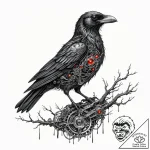 Tattoo sketch, robotic raven’s roost, a majes… – tattoo sketch (№1752360553_0, 12.07.2025 22:49) — tattoovalue.net