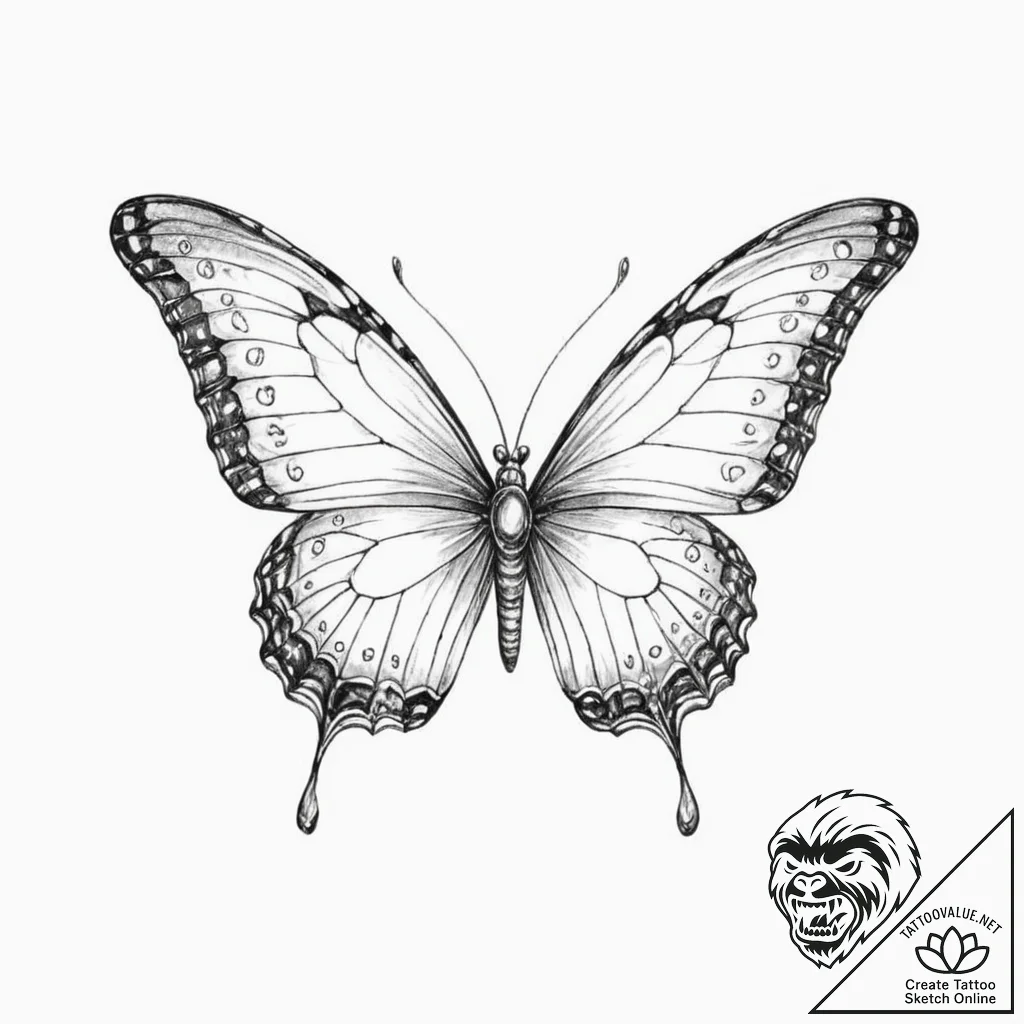 Tattoo sketch, numerical code butterfly, a de... - tattoo sketch (№1752360639_0, 12.07.2025 22:50) — tattoovalue.net