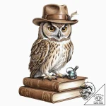 Tattoo sketch, detective owl’s study, a wise… – tattoo sketch (№1752361247_0, 12.07.2025 23:00) — tattoovalue.net