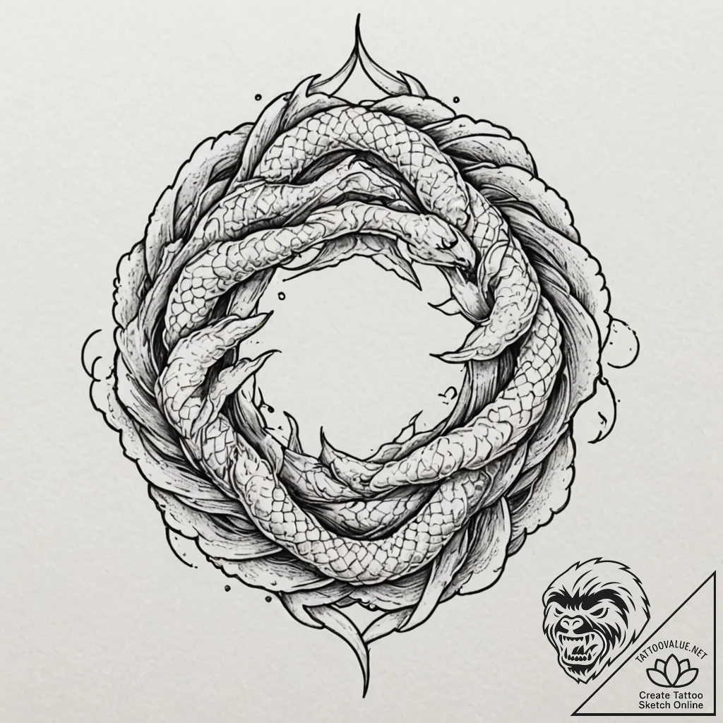 Tattoo sketch, knot of human connection, mult... - tattoo sketch (№1752361593_0, 12.07.2025 23:06) — tattoovalue.net