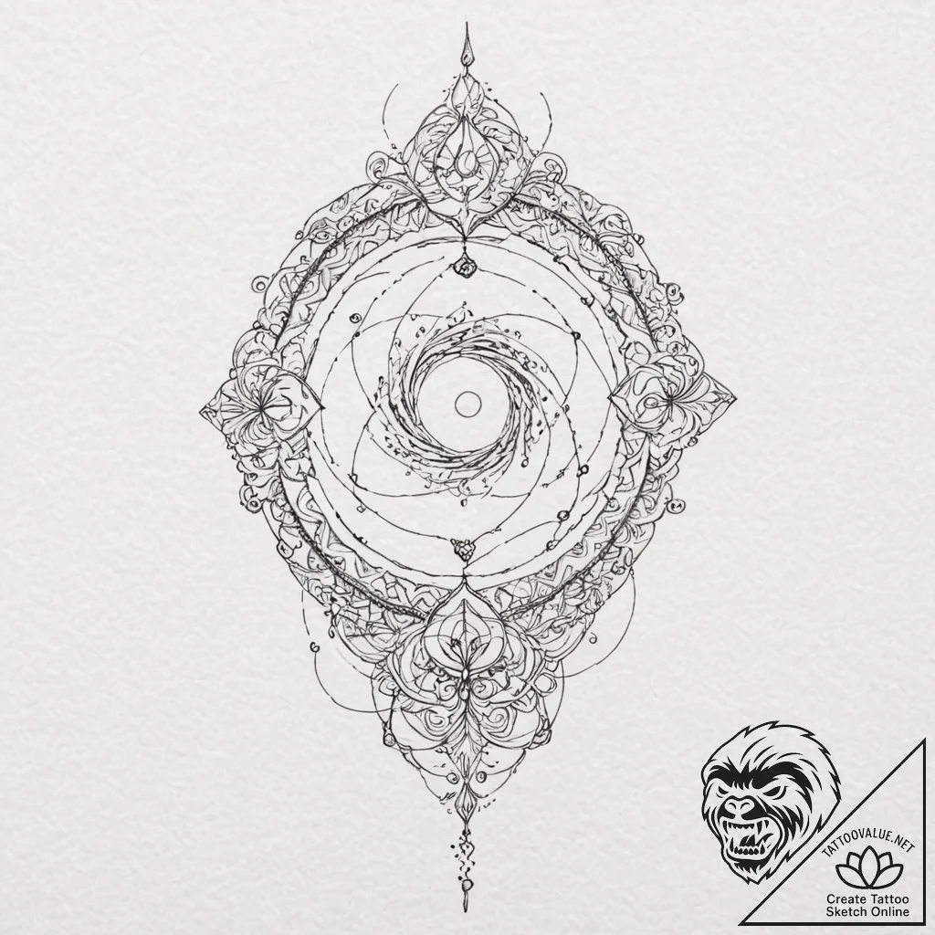 Tattoo sketch, needle and thread of fate (cos... - tattoo sketch (№1752361678_0, 12.07.2025 23:07) — tattoovalue.net