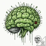 Tattoo sketch, zombie pixelated brain, a styl… – tattoo sketch (№1752362022_0, 12.07.2025 23:13) — tattoovalue.net