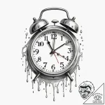 Tattoo sketch, an alarm clock melting, with n… – tattoo sketch (№1752362106_0, 12.07.2025 23:15) — tattoovalue.net