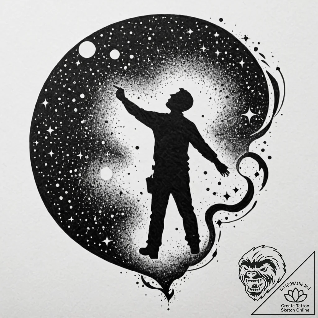 Tattoo sketch, galactic graffiti artist, a si... - tattoo sketch (№1752362189_0, 12.07.2025 23:16) — tattoovalue.net