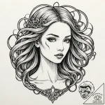Tattoo sketch, an art nouveau android with fl… – tattoo sketch (№1752362436_0, 12.07.2025 23:20) — tattoovalue.net