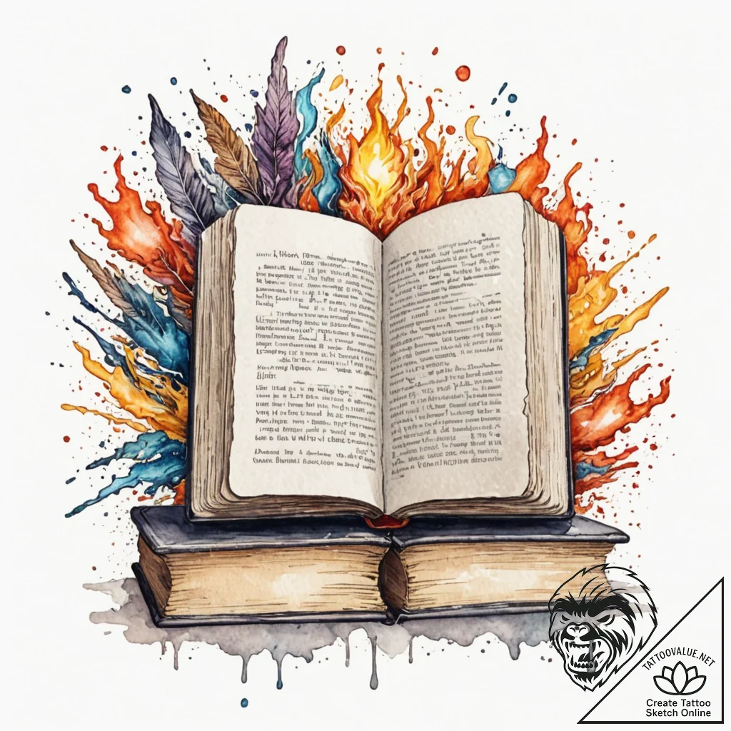 Tattoo sketch, battle-worn bookshelf, with an... - tattoo sketch (№1752362594_0, 12.07.2025 23:23) — tattoovalue.net