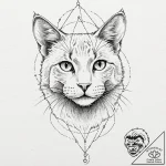 Tattoo sketch, cat with holographic fur: a sl… – tattoo sketch (№1752362909_0, 12.07.2025 23:28) — tattoovalue.net